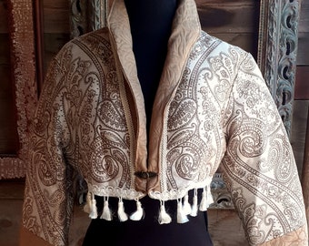 Beige paisley Bolero, Short jacket, Shrug