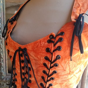 Orange Corset, Black Bodice Halloween corset ,Reversible 8 in 1 , Size 14 image 3