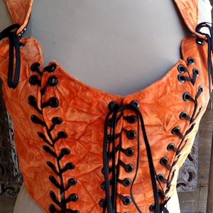 Orange Corset, Black Bodice Halloween corset ,Reversible 8 in 1 , Size 14 image 2
