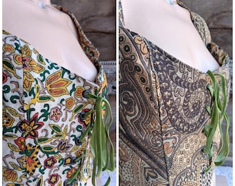 Reversible Bodice, Corset Foral, Paisley Bodice XL Size