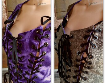 Purple Corset, Bodice, Bustier, Vest, Reversible, Renaissance Boho Size 2