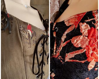 Black or Brown Reversible Bodice, Corset Medium size