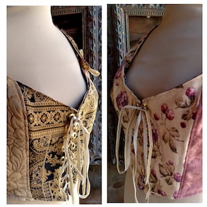 Old Rose Corset,  Beige Bodice, Renaissance corset ,Reversible, 2 in 1 , Size 17