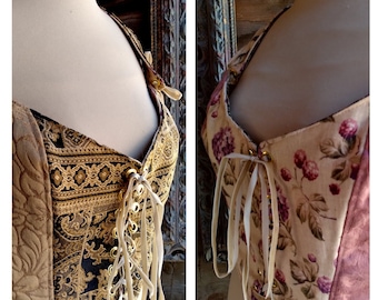 Old Rose Corset,  Beige Bodice, Renaissance corset ,Reversible, 2 in 1 , Size 17