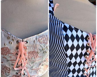 Harlequin Bodice, Corset, Circus garb, Medium Size