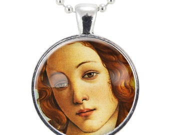 The Birth of Venus Necklace, Botticelli Art Pendant, Roman Goddess Jewelry