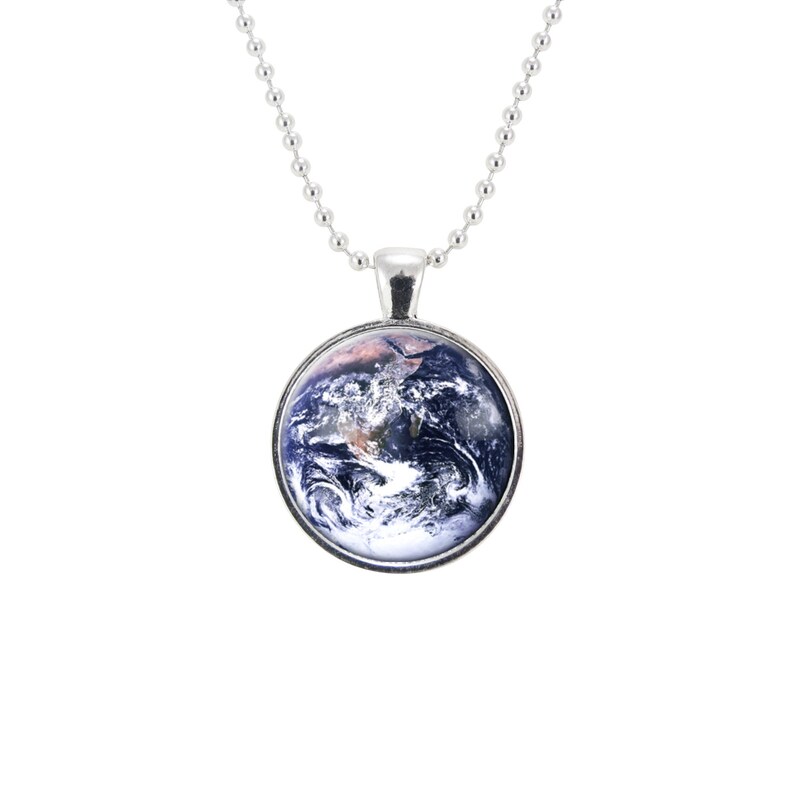 Earth Necklace, Planet Art Pendant, Universe Jewelry, Science Gifts 1124S25MMBC image 2