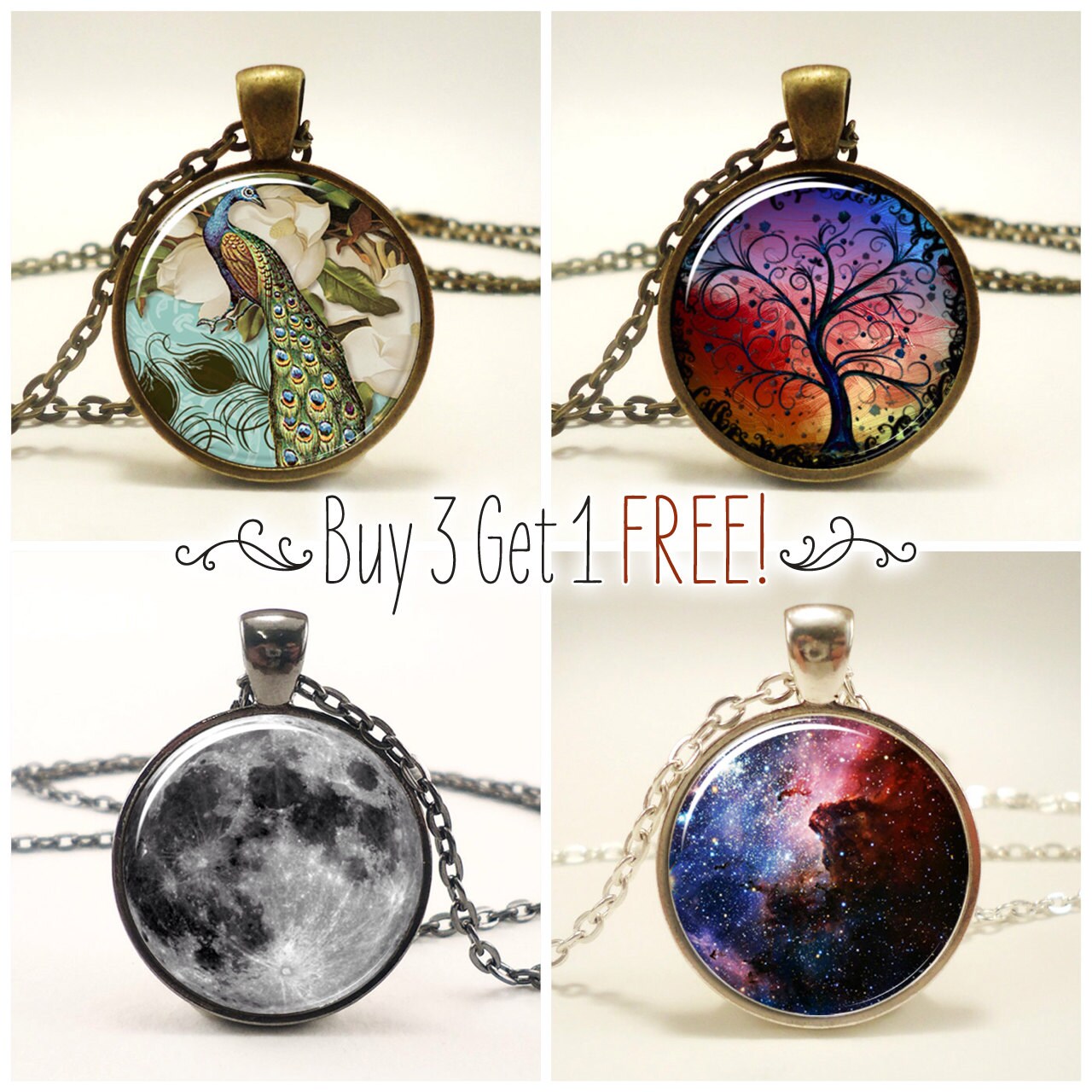 •COSMIC MOONRISE•  mixed metal necklace