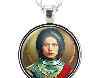 Saint Joan Of Arc Necklace, Maid Of Orleans Gift, St Jeanne d'Arc French Jewelry, Feminist Pendant, Feminism Gift, Historical Women