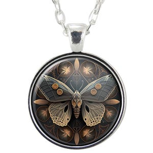 Moth Necklace, Magic Fantasy Art Pendant, Butterfly Jewelry, Witch Gifts For Her, Witchcore Goth Accessories