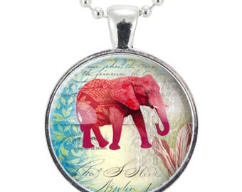 Red Elephant Necklace, Good Luck Jewelry