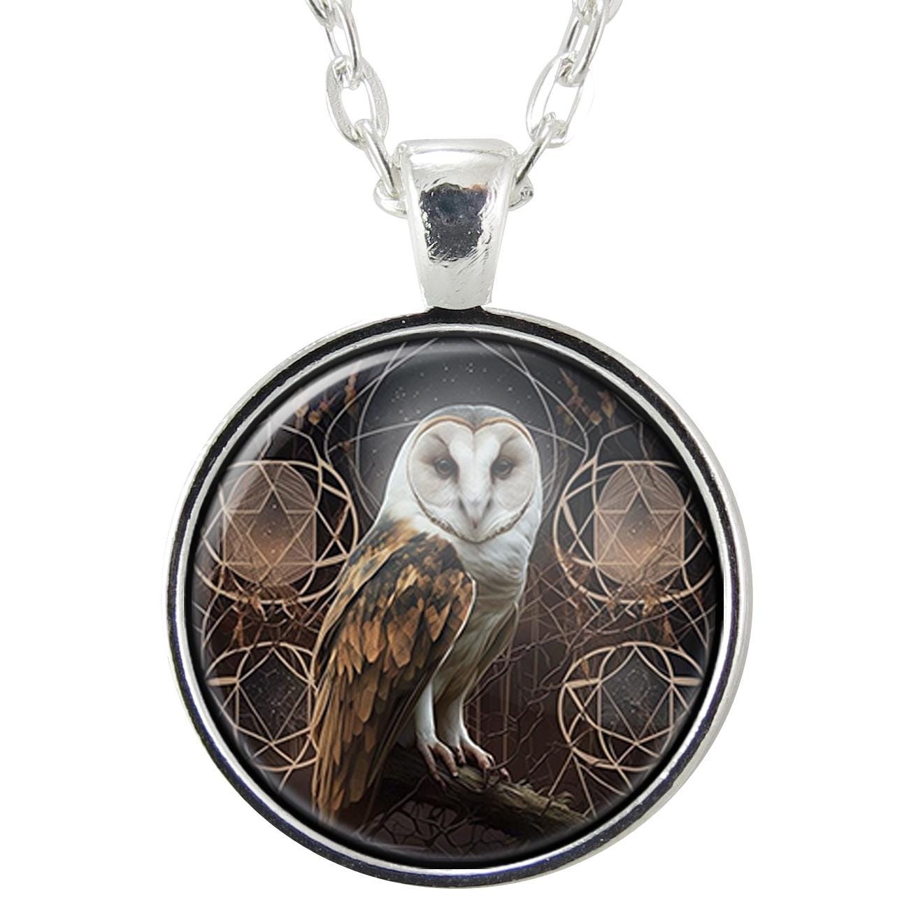 Owl Necklace, Magic Fantasy Art Pendant, Witch Jewelry Gifts For Her, Witchcore Goth Accessories