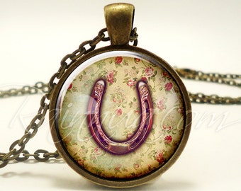 Horseshoe Necklace, Equestrian Jewelry, Good Luck Charm (1927B1IN)