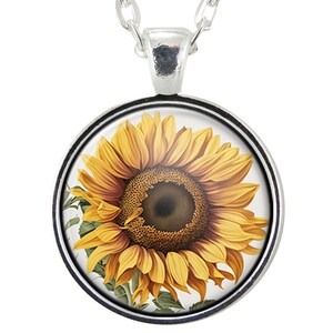 Sunflower Pendant Necklace, Cottagecore Gifts For Women, Nature Art Handmade Jewelry