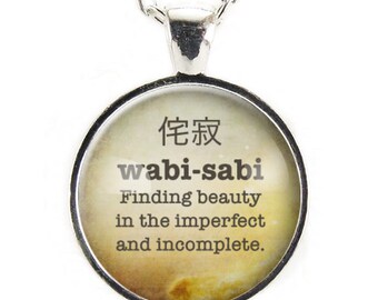 Wabi Sabi Jewelry Buddha Necklace Unique Dictionary Art Jewelry, Inspirational Quotes Necklace, Japanese Aesthetic