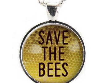 Save The Bees Necklace, Help Save The Honeybees Awareness Jewelry Save The Planet Charm (2789S1IN)