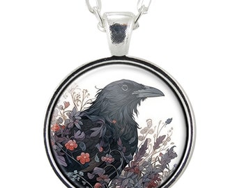 Raven Necklace, Crow Black Bird Gifts, Wildlife Art Jewelry, Norse Mythology Pendant, Gothic Accessories