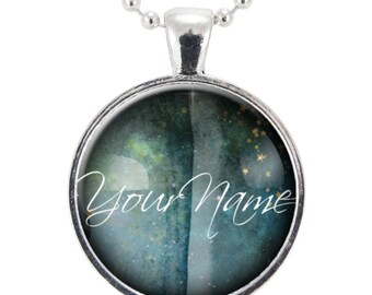 Personalized Name Necklace Or Customized Word Of The Year Pendant, Custom Made Personal Mantra Or Quote Jewelry
