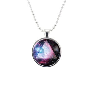 Sacred Geometry Galaxy Triangle Necklace, Pagan Triad Jewelry, Geometric Trinity Pendant 1166S25MMBC image 2