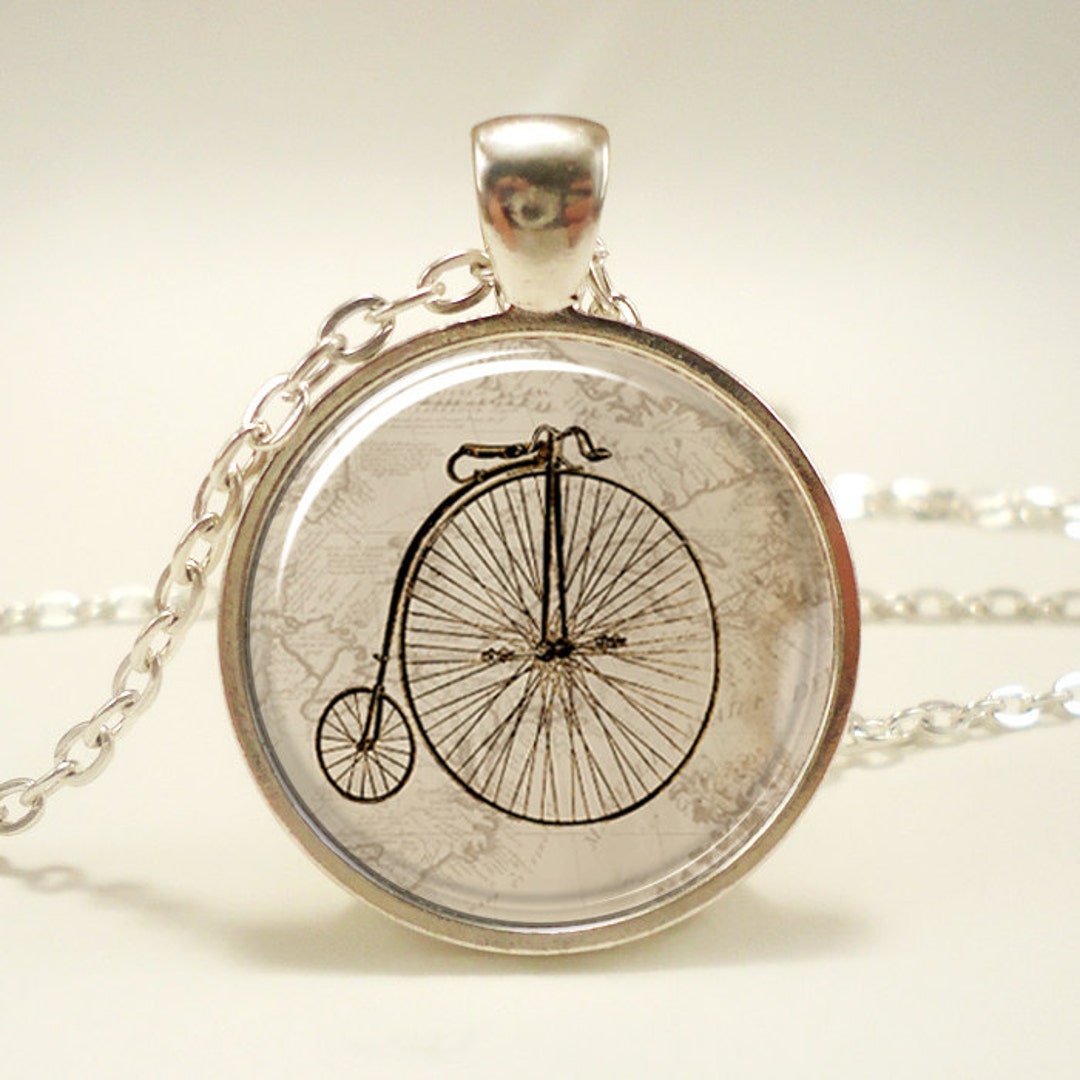 Penny Farthing Bicycle Necklace, Hipster Vintage Style Bike