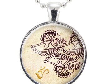 Om Necklace, Mandala Pendant, Zen Yoga Jewelry (0968S25MMBC)