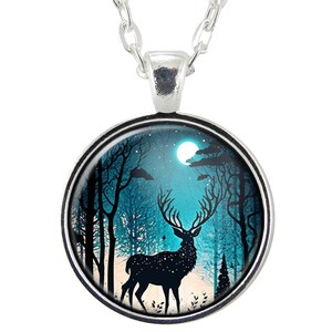 Deer Silhouette Necklace Pendant, Deer Lover Gifts For Her, Woodland Inspired Witchy Jewelry, Forest Witch Aesthetic