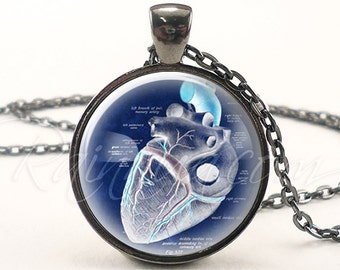 Anatomical Heart Necklace, Halloween Necklace, Gothic Jewelry, Anatomy Necklace, Pastel Goth Pendant, Nu Goth