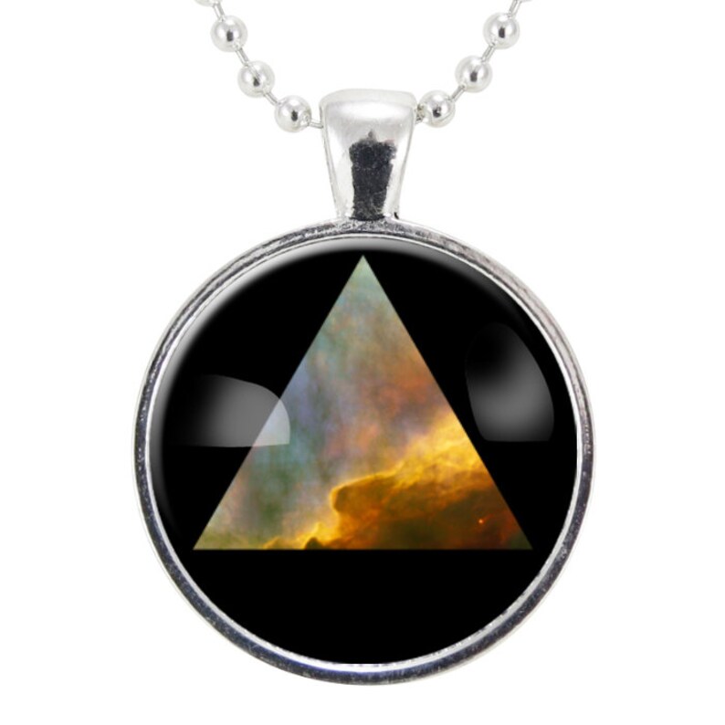 Galaxy Triangle Necklace, Hipster Nebula Jewelry, Universe Pendant 1155S25MMBC image 1