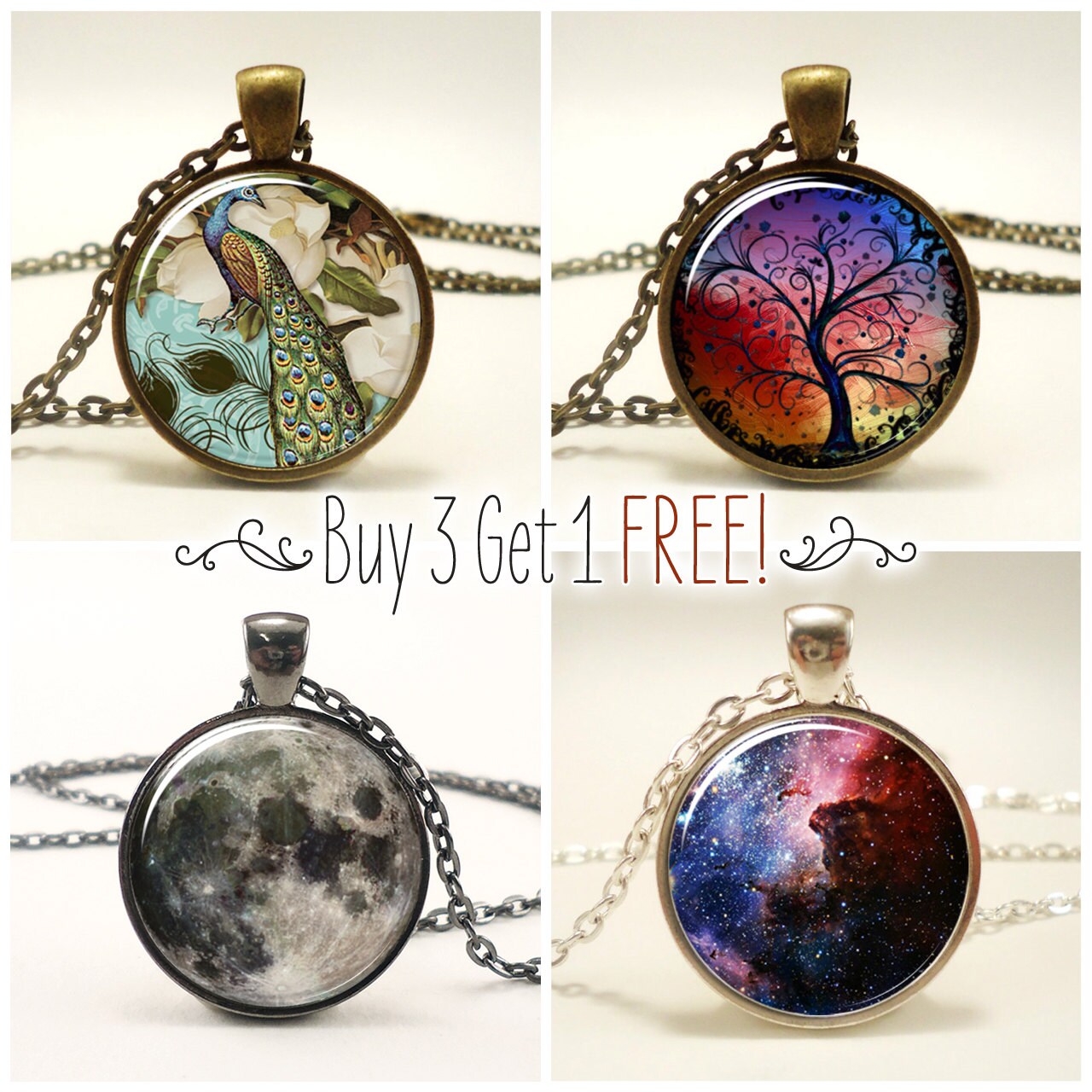 Necklace Sale, Buy 3 Pendants Get One Free, Jewelry Discount, Gifts F…