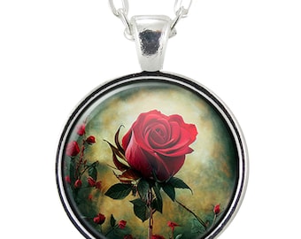 June Birth Flower Rose Necklace, Birthday Gift Ideas, Birthflower Jewelry, Birth Month Pendant
