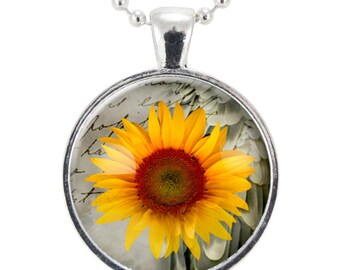 Sunflower Necklace, Botanical Jewelry, Flower Pendant