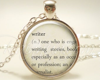 Writers Necklace, Word Jewelry, Christmas Gift, Gift for Her, Author Dictionary Definition Pendant (1979S1IN)