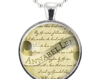 Edgar Allan Poe Necklace, Annabel Lee, Book Quote Necklace, Gothic Jewelry, Christmas Gift (0381S25MMBC)