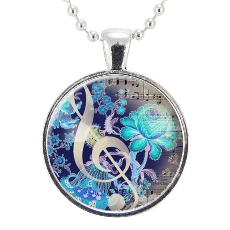 G-Clef Necklace, Music Note Jewelry, Music Lovers Gift Idea 1054S25MMBC image 1