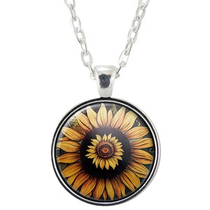 Happy Sunflower Pendant Necklace, Gifts For Women, Nature Art Jewelry Charm image 3