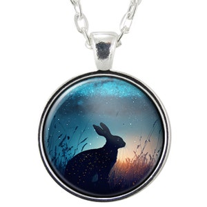 Rabbit Silhouette Necklace Pendant, Bunny Lover Gifts For Her, Woodland Inspired Witchy Jewelry, Forest Witch Aesthetic