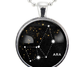 Ara Star Constellation Necklace, Science Jewelry, Astrology Pendant Necklace (2457S25MMBC)