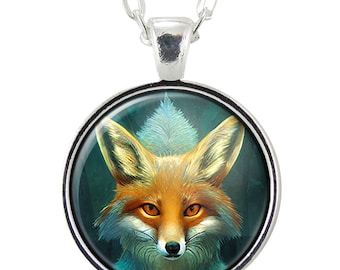 Cute Red Fox Necklace, Handmade Illustrated Fox Pendant, Handcrafted Jewelry Gifts For Women