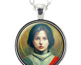 Saint Joan Of Arc Necklace, Maid Of Orleans Gift, St Jeanne d'Arc French Jewelry, Feminist Pendant, Feminism Gift, Historical Women