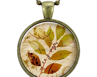 Autumn Leaf Necklace, Fall Leaves Forest Jewelry, Fall Jewelry, Fall Fashion (1129B25MMBC)