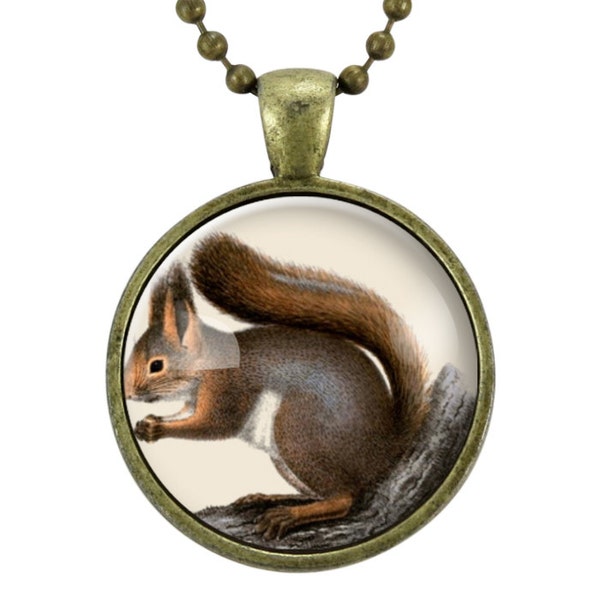 Squirrel Necklace, Vintage Style Woodland Jewelry