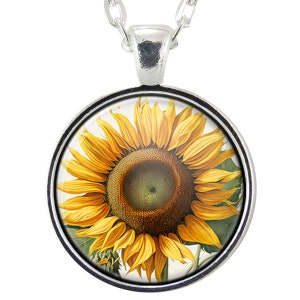 Sunflower Pendant Necklace, Cottagecore Gifts For Women, Nature Art Handmade Jewelry