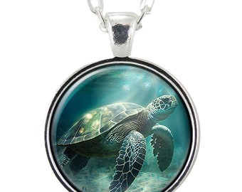 Sea Turtle Pendant Necklace, Marine Life Jewelry, Handmade Ocean Gifts, Turtle Animal Charm