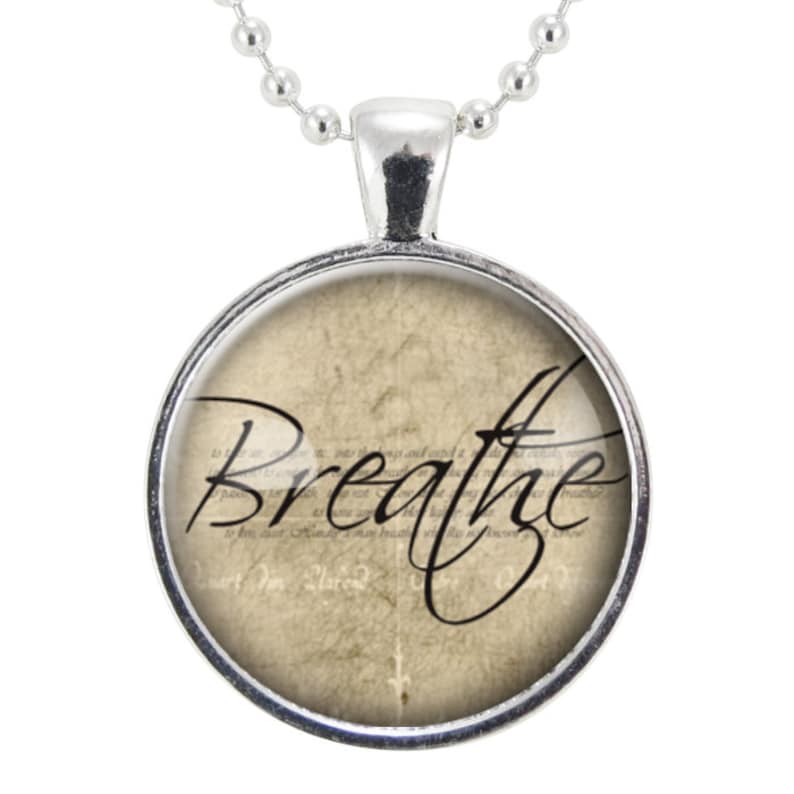Breathe Necklace Inspirational Word Pendant Motivational | Etsy