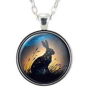 Rabbit Silhouette Necklace Pendant, Bunny Lover Gifts For Her, Woodland Inspired Witchy Jewelry, Forest Witch Aesthetic