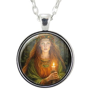Brigid Pendant Necklace, Celtic Goddess Jewelry, Pagan Wiccan Gift