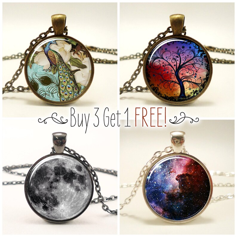 Inspirational Quote Pendant Necklace, Shine Like A Diamond, Galaxy Jewelry 1456S1IN image 4