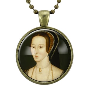 Anne Boleyn Necklace, Queen of England Tudor Portrait Pendant, Henry VIII, Bronze