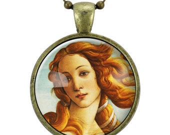 The Birth of Venus Necklace, Botticelli Art Pendant, Roman Goddess Jewelry (0619B25MMBC)