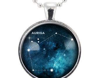 Auriga Star Constellations Necklace, Science Jewelry, Homemade Astrology Pendant Necklace (2459S25MMBC)